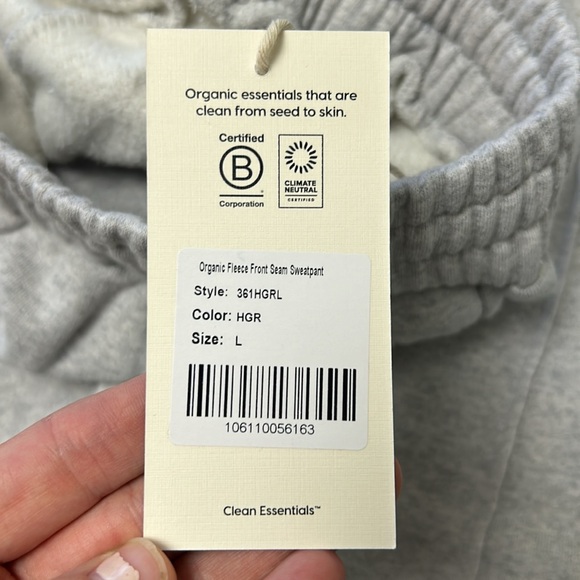 [NWT] MATE the Label Heather Grey Organic Fleece Front Seam Sweatpants - Large - Picture 6 of 9
